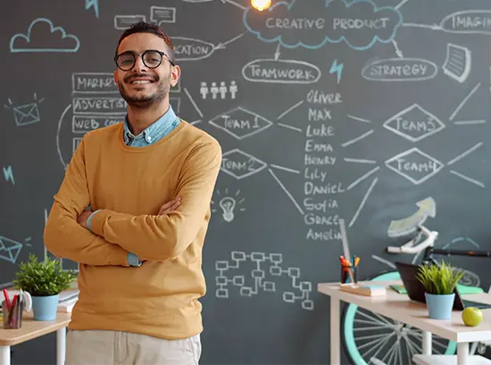 Venizum Marketing Agency Customer Smiling next to his green bike
